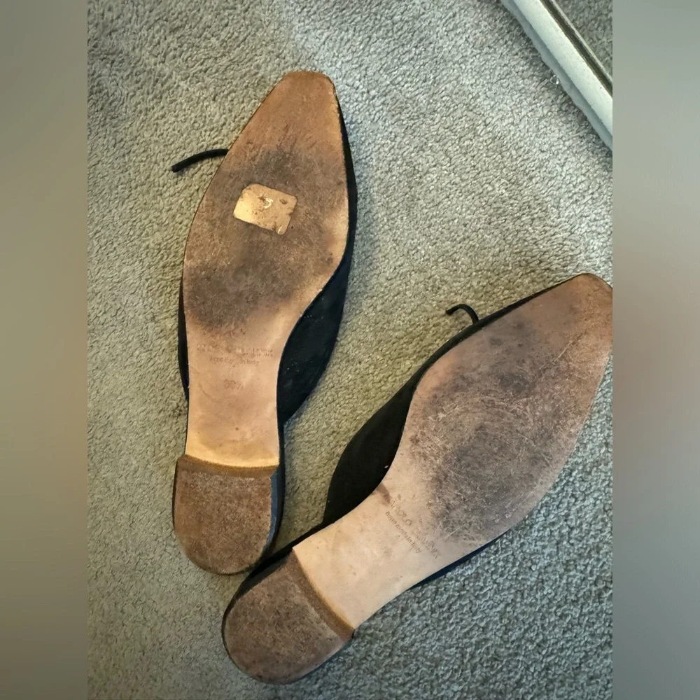 MANOLO BLAHNIK ballerimu mules - black size 39.5 - Picture 8 of 11